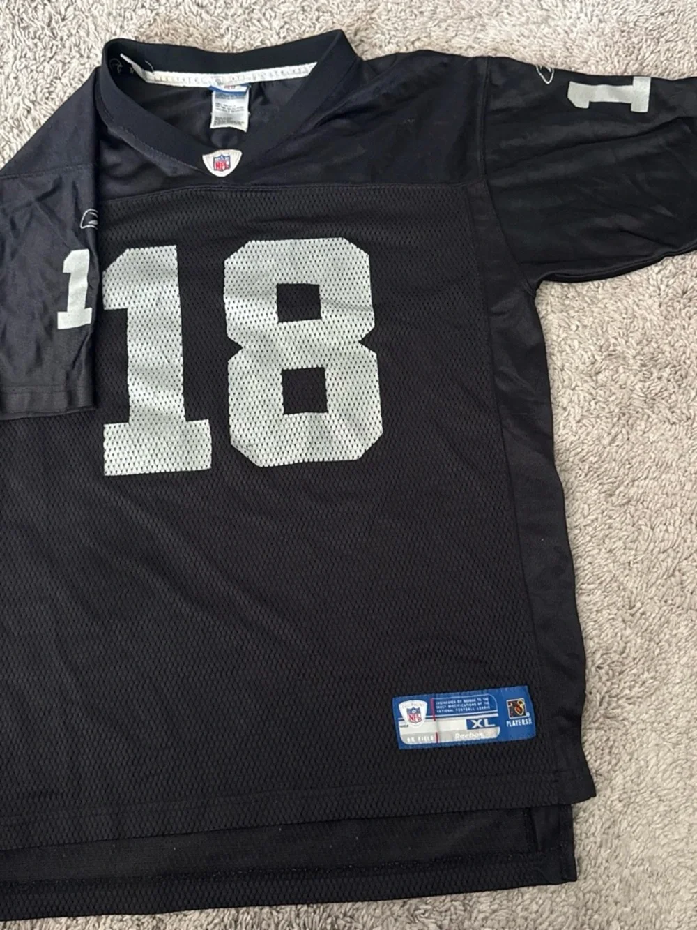 NFL Black Mesh Jersey with Silver 'MOSS' and #18